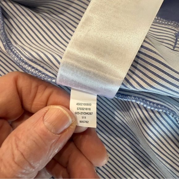 Chico's Snap Button Jacket Blue & White Pin Stripe Blazer Size 12-14 (Chico’s 2) - Picture 14 of 16